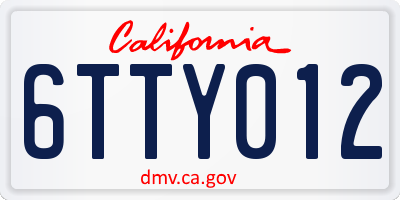 CA license plate 6TTY012