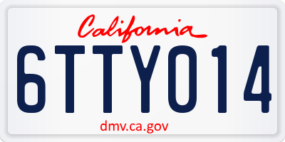 CA license plate 6TTY014