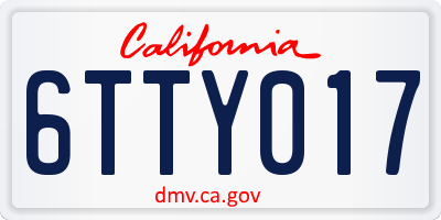 CA license plate 6TTY017