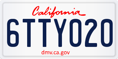 CA license plate 6TTY020