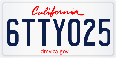 CA license plate 6TTY025