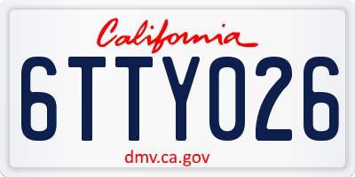 CA license plate 6TTY026