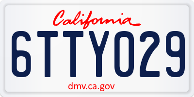 CA license plate 6TTY029