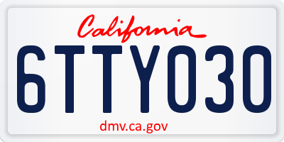 CA license plate 6TTY030