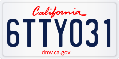 CA license plate 6TTY031