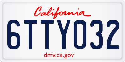 CA license plate 6TTY032