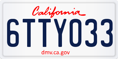 CA license plate 6TTY033