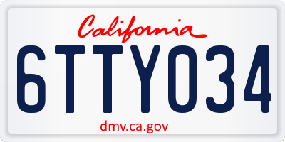 CA license plate 6TTY034