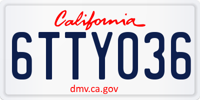 CA license plate 6TTY036