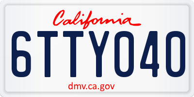 CA license plate 6TTY040
