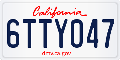CA license plate 6TTY047