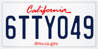 CA license plate 6TTY049