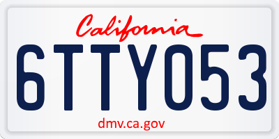 CA license plate 6TTY053