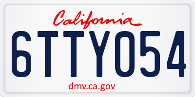 CA license plate 6TTY054