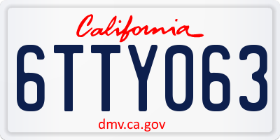 CA license plate 6TTY063