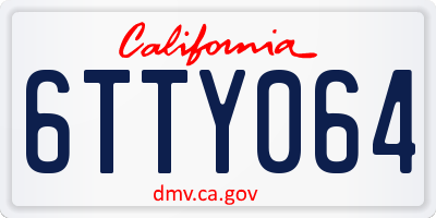 CA license plate 6TTY064