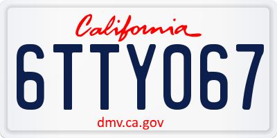 CA license plate 6TTY067