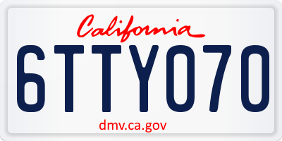CA license plate 6TTY070