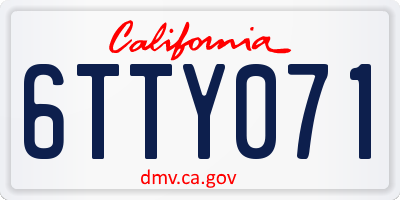 CA license plate 6TTY071