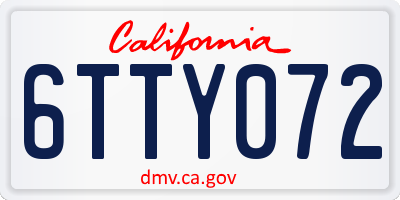 CA license plate 6TTY072