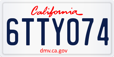 CA license plate 6TTY074