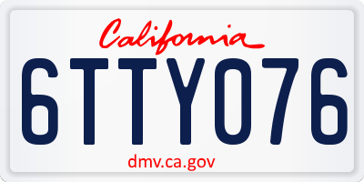 CA license plate 6TTY076