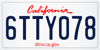 CA license plate 6TTY078