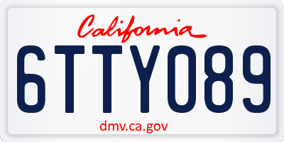 CA license plate 6TTY089