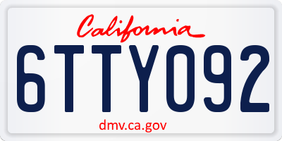 CA license plate 6TTY092