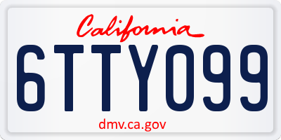 CA license plate 6TTY099