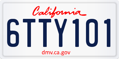 CA license plate 6TTY101