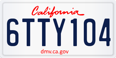 CA license plate 6TTY104