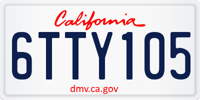 CA license plate 6TTY105