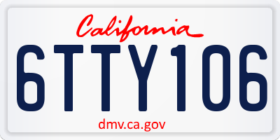CA license plate 6TTY106
