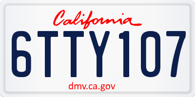 CA license plate 6TTY107