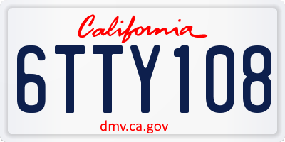 CA license plate 6TTY108