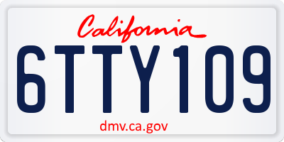CA license plate 6TTY109