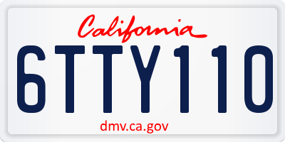 CA license plate 6TTY110