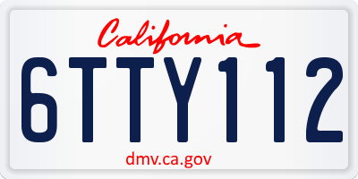 CA license plate 6TTY112