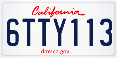 CA license plate 6TTY113