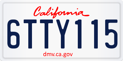 CA license plate 6TTY115