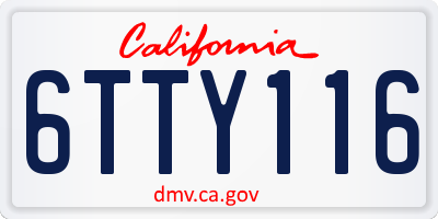 CA license plate 6TTY116
