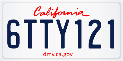 CA license plate 6TTY121