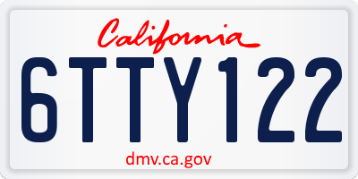 CA license plate 6TTY122
