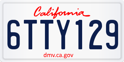 CA license plate 6TTY129