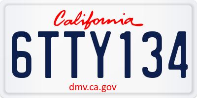 CA license plate 6TTY134