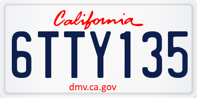 CA license plate 6TTY135