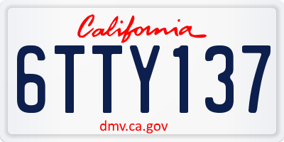 CA license plate 6TTY137