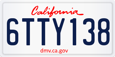 CA license plate 6TTY138