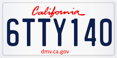 CA license plate 6TTY140